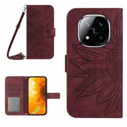 ART SUNFLOWER Pénztárca tok húzózsinórral Xiaomi Redmi Note 14 Pro bordó