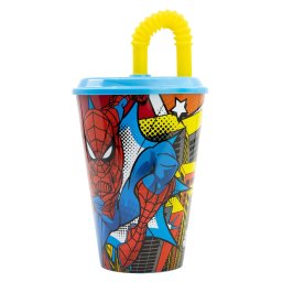 Pókember Szívószálas pohár, műanyag 430 ml BPA Mentes