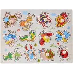 Fogantyús fa puzzle, fogós puzzle, kirakó 30x23 cm - Bogarak és rovarok Nr1