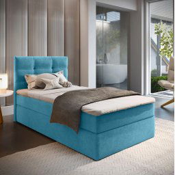 Kárpitozott boxspring ágy GLORIEN VELVET 90x200 cm kék Matrac: Bonell rugós matrac