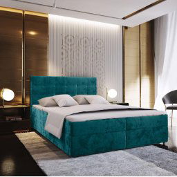 Kárpitozott boxspring ágy GLORIEN VELVET 180x200 cm türkiz Matrac: Bonell rugós matrac