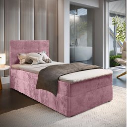 Kárpitozott boxspring ágy GLORIEN VELVET 90x200 cm rózsaszín Matrac: Bonell rugós matrac