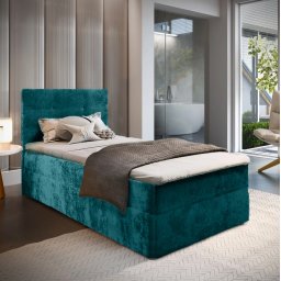 Kárpitozott boxspring ágy GLORIEN VELVET 90x200 cm türkiz Matrac: Bonell rugós matrac