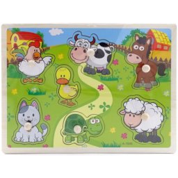Fogantyús fa puzzle, fogós puzzle, kirakó 30x23 cm - Állatos Nr6