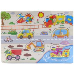 Fogantyús fa puzzle, fogós puzzle, kirakó 30x23 cm - Járművek Nr2