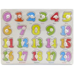 Fogantyús fa puzzle, fogós puzzle, kirakó 30x23 cm - Számok Nr2