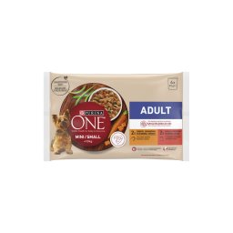 Purina One Mini Adult csirkével és marhával nedves kutyaeledel 4 x 85 g