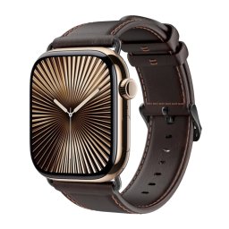 DUX LEATHER Bőrszíj Apple Watch 10-hez 46mm sötétbarna