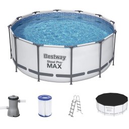 Bestway 366x122cm vízforgatós fémvázas medence szett, biztonsági létrával és takaró fóliával BW 56420
