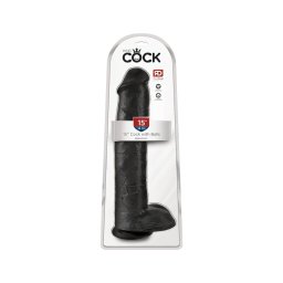 King Cock 15 - tapadókorongos, herés dildó (38cm) - fekete