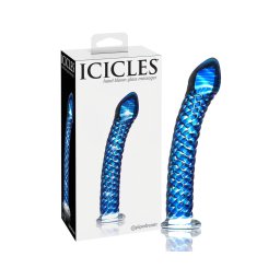 Icicles No. 29 - spirál, pénisz üveg dildó (kék)