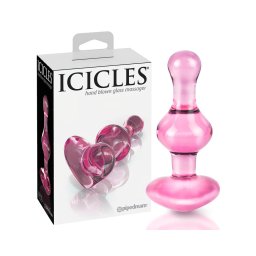 Icicles No. 75 - szíves, üveg anál plug (pink)