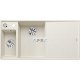 BLANCO AXIA III 6S-F bal törtfehér üveg tart., SZINTBE ÉPÍTÉS