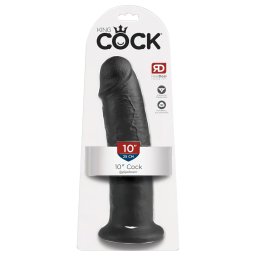 King Cock 10 - tapadókorongos dildó (25 cm, fekete)