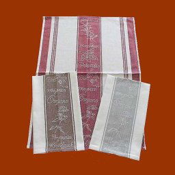 Jacquard, fűszernövény mintás, pamut konyharuha, 3 db-os csomag