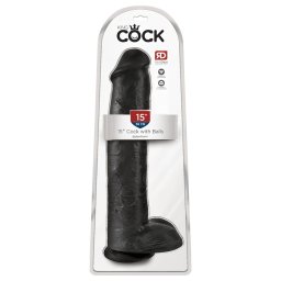 King Cock 15 - tapadókorongos, herés dildó (38 cm, fekete)
