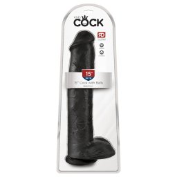 King Cock 15 - tapadókorongos, herés dildó (38 cm, fekete)