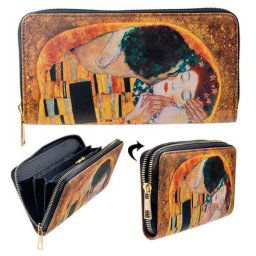 Klimt műbőr cipzáras pénztárca - 19x10 cm - The Kiss