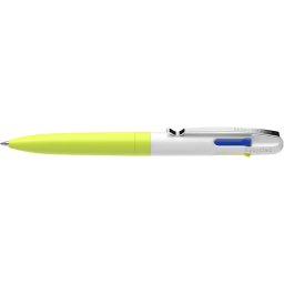 SCHNEIDER Golyóstoll, 0,5 mm, nyomógombos, négyszínű, SCHNEIDER "Take 4 Neon", sárga-fehér