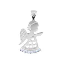 Köves éneklő angyalka medál, fehér 14 kt 0,74 g