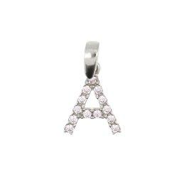 Köves 'A' betűmedál, fehér 14 kt 0,63 g