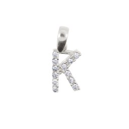 Köves 'K' betűmedál, fehér 14 kt 0,71 g