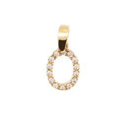 Köves 'O' betűmedál, sárga 14 kt 0,67 g