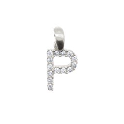 Köves 'P' betűmedál, fehér 14 kt 0,72 g