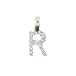 Köves 'R' betűmedál, fehér 14 kt 0,74 g
