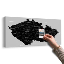 Parafa kép modern fekete-szürke Csehország térképe