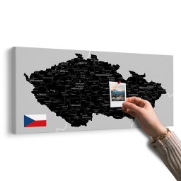 Parafa kép fekete-szürke Csehország térképe zászlóval