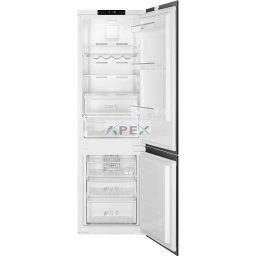 SMEG BEÉPÍTHETŐ HŰTŐ ÉS FAGYASZTÓ, 54x177,5 cm, fordítható ajtó, ezüst színű logo, fehér