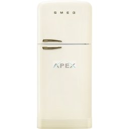 SMEG KOMBINÁLT HŰTŐ ÉS FAGYASZTÓ, 79,6x192,1 cm, jobb oldali pántok, bézs, bronz színű logo és fogantyú