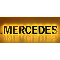 Mercedes inox felirat HÁTTÉRVILÁGÍTÁSSAL Sárga