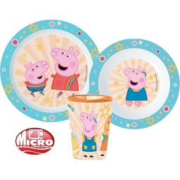 Peppa malac Kindness étkészlet, micro műanyag szett, pohárral 260 ml