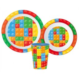 Lego mintázatú Bricks étkészlet, micro műanyag szett