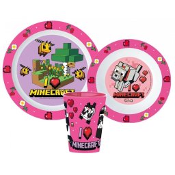 Minecraft Girls étkészlet, micro műanyag szett, pohárral 260 ml