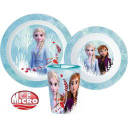 Disney Jégvarázs Blue Forest étkészlet, micro műanyag szett, pohárral 260 ml