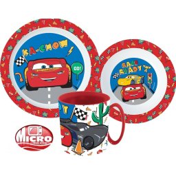Disney Verdák Lets Race étkészlet, micro műanyag szett bögrével 350 ml