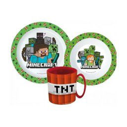 Minecraft Creeper étkészlet, micro műanyag szett bögrével 350 ml