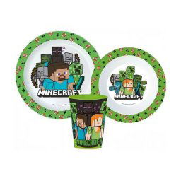 Minecraft Creeper étkészlet, micro műanyag szett, pohárral 260 ml