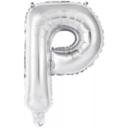 Ezüst Silver P betű fólia lufi 45 cm