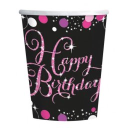 Happy Birthday Pink papír pohár 8 db-os 250 ml