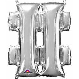 Ezüst Silver mini fólia lufi hashtag ikon 33 cm