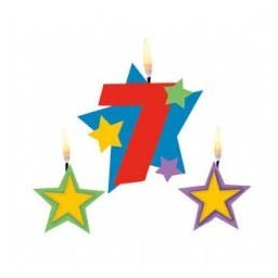 Színes Star 7-es számgyertya csillagokkal