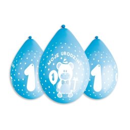 Első születésnap Blue függő léggömb, lufi 5 db-os 12 inch (30 cm)