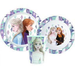 Disney Jégvarázs Ice Magic étkészlet, micro műanyag szett, pohárral 260 ml