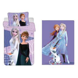 Disney Jégvarázs gyerek, ovis ágyneműhuzat és polár takaró szett (purple)
