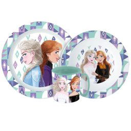 Disney Jégvarázs Ice Magic étkészlet, micro műanyag szett bögrével 350 ml