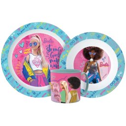 Barbie Stylish étkészlet, micro műanyag szett bögrével 265 ml